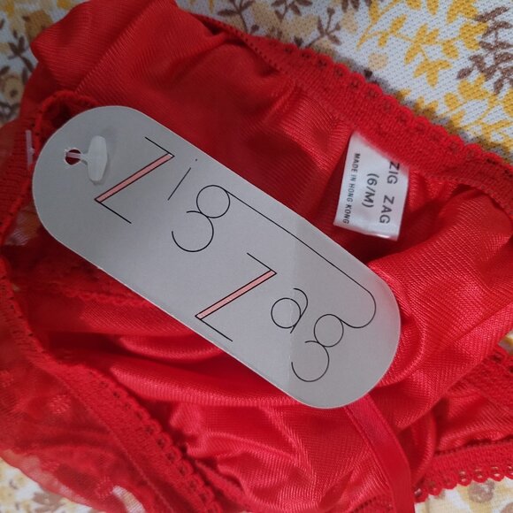 NWT Red Hot Panties Ribbon Ties Sheer Polka Dot Sz 6 Medium - Picture 3 of 4